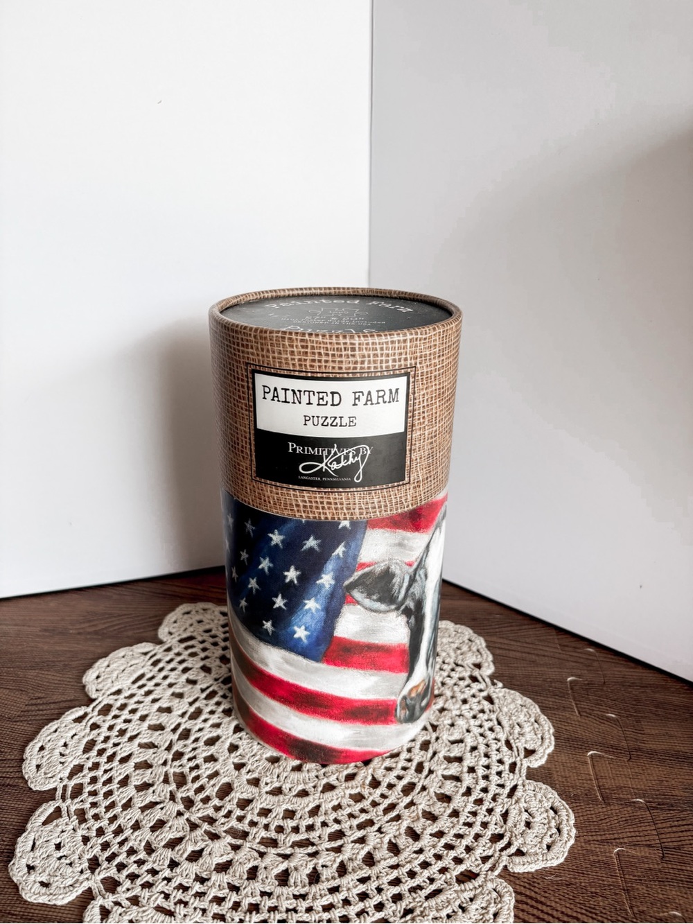Painted Farm American Flag Cow Puzzle